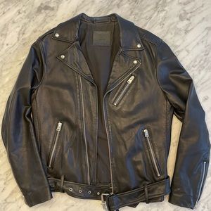 Allsaints Black Leather Biker Jacket, M
